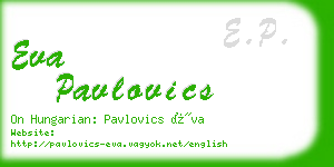 eva pavlovics business card